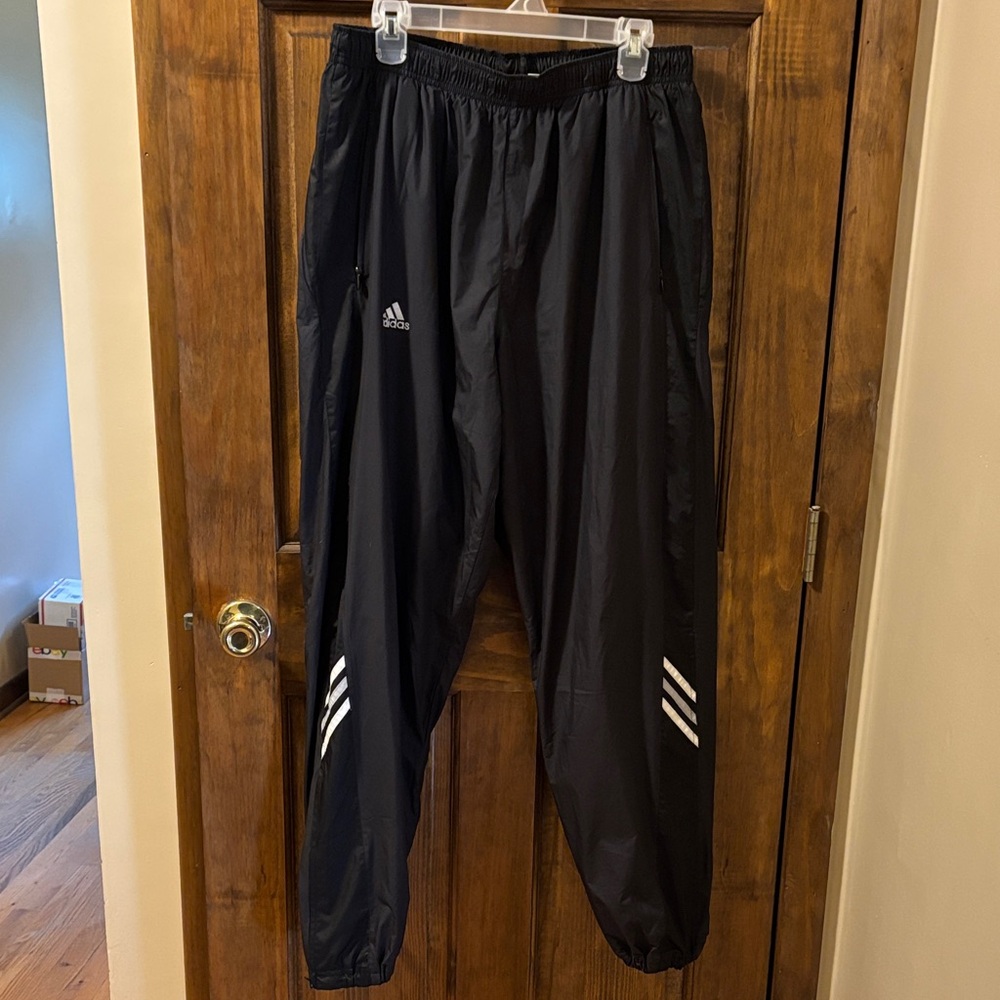 Adidas Black Joggers with White Stripes